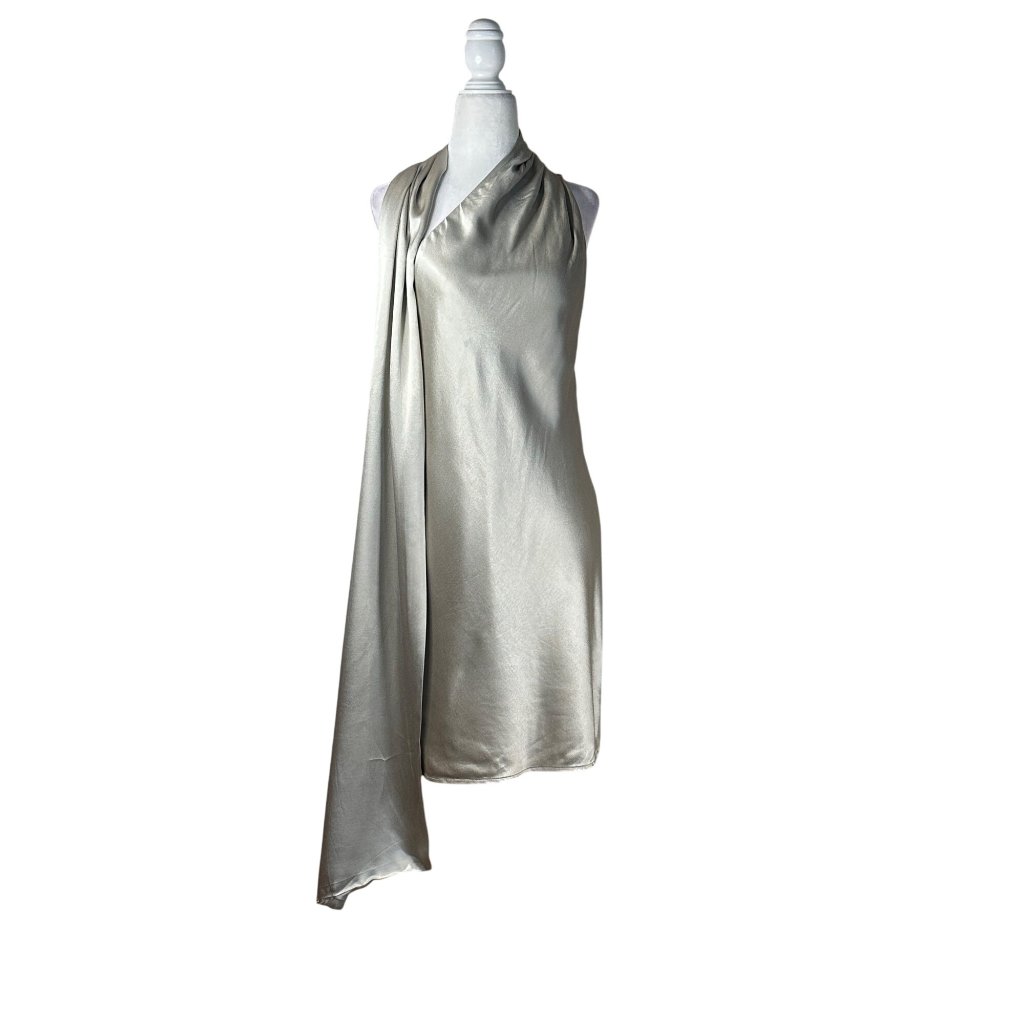 Auteur Studio Cassidy Dress In Grey Small New Womens Silver Satin Mini — image 4 of 8